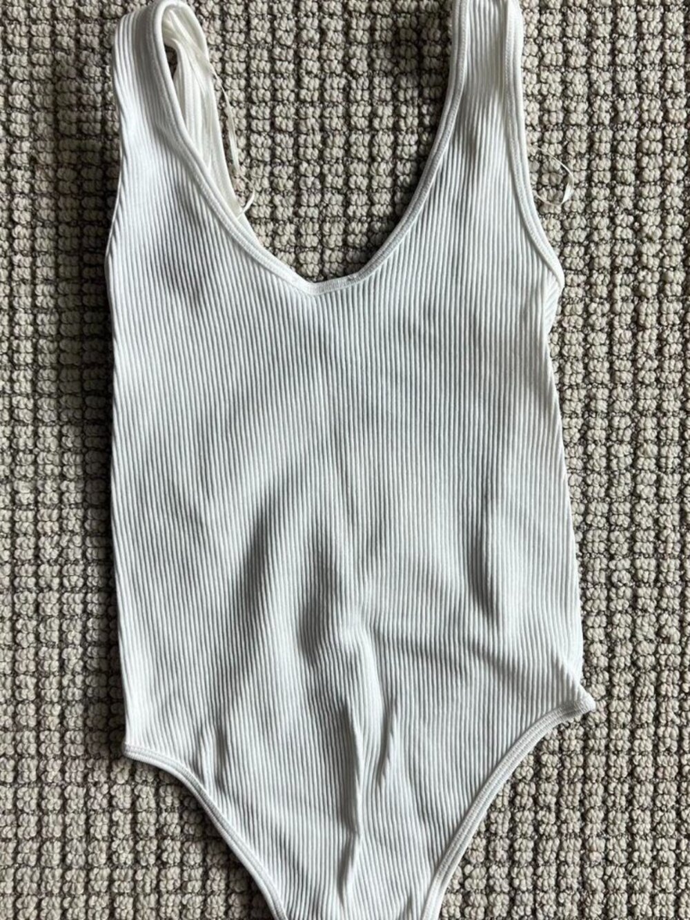 Zara White Ribbed Bodysuit – Size XS–S 🤍